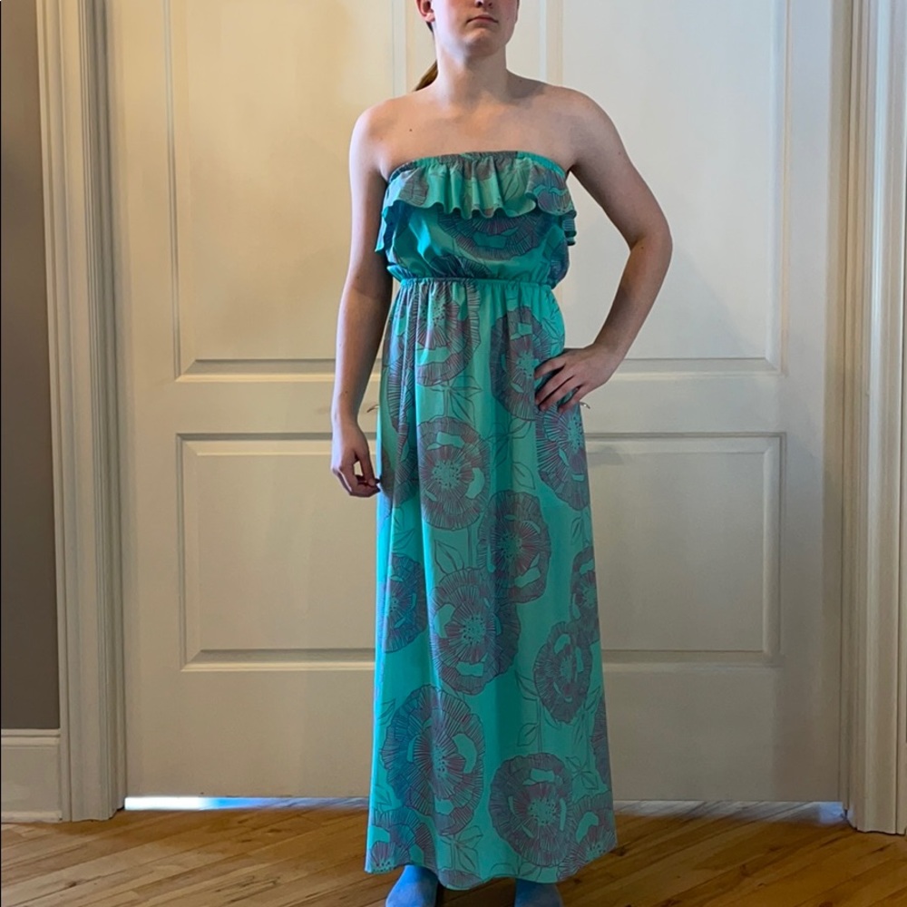 Black Bead strapless maxi dress